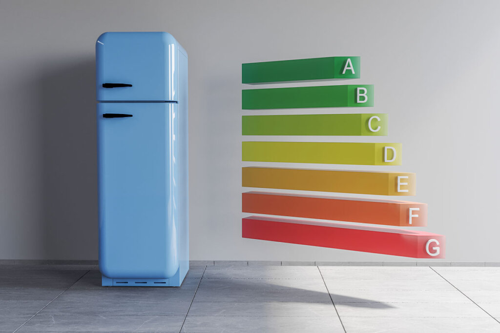 Classes d'efficacité énergétique à côté du réfrigérateur