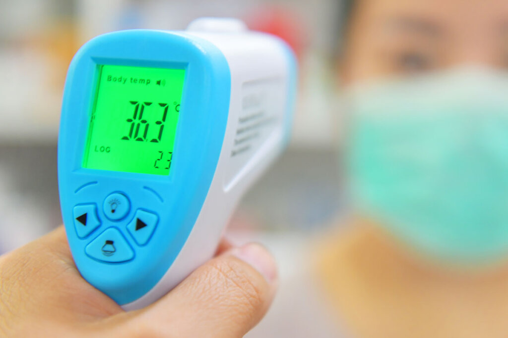 thermomètre infrarouge avec éclairage vert de l'écran